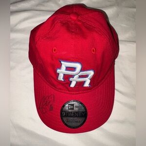 New Era Red PR (WBC) Cap Autographed by Angel Pagán